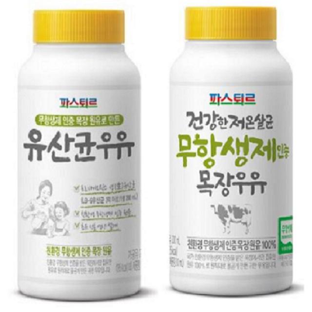 파스퇴르 무항생제우유(유산균우유)200ml(25입), (냉장)무항생제우유200ml(25입)