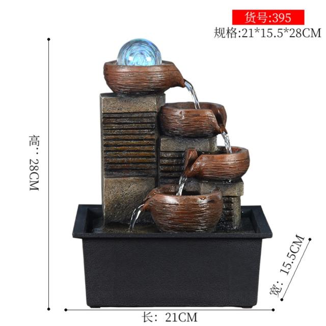 행운의 미니분수대 물레방아 인공폭포 물소리 실내정원만들기 가정용 사무실오픈선물 가습기 395타입 21x15.5x28cm 