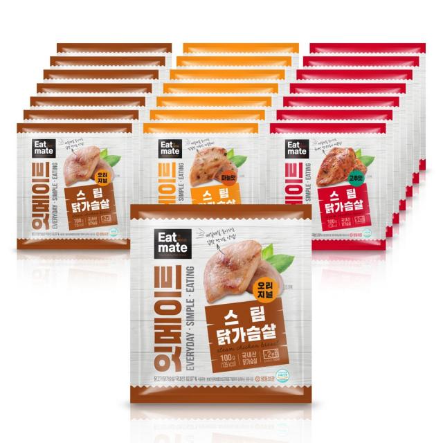 [랭킹닭컴] 잇메이트 스팀 닭가슴살 혼합구성, 100g, 22팩