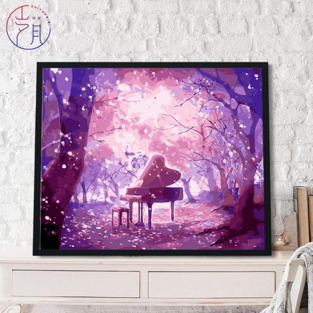 DIY 쉬운 명화그리기 유화그리기 세트 특대형 대형, 함축 + 4 세대 컬러 라벨 보력 프레임 + 페인트 이중 세트 + 브러시 이중 세트 + 60 * 80 늘어난 내부 프레임