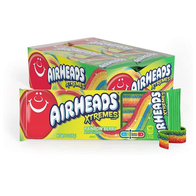 Airheads Xtremes Candy Rainbow Berry 달콤새콤 익스트림캔디 레인보우베리 12팩 입덧 오트밀 눈깔 금연 사탕 임산부간식 캔디, 1set