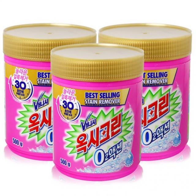 에이스몰 옥시크린 오투액션 분말형용기500g 살균 세척 세탁 세제 표백제, 3개