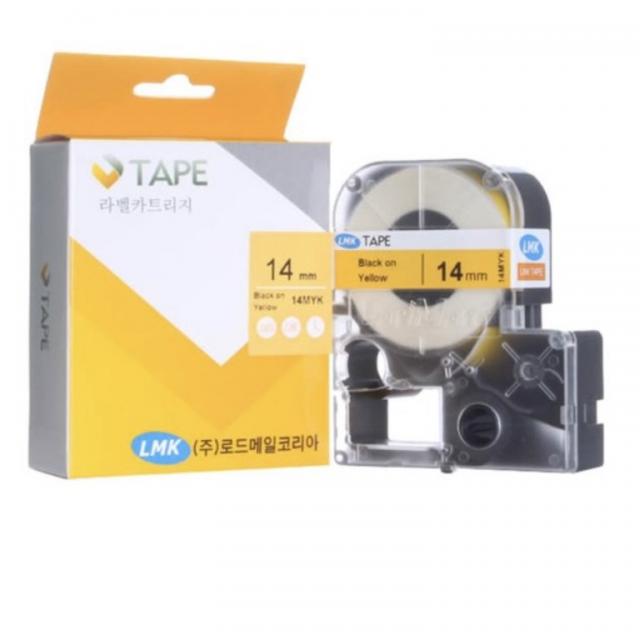 로드메일코리아 LMK 라벨테이프 14MYK 노랑바탕/검정글씨, 40개