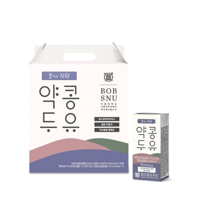 [밥스누] 순하고 진한 약콩 두유(190mlX16팩), 190ml X 16팩