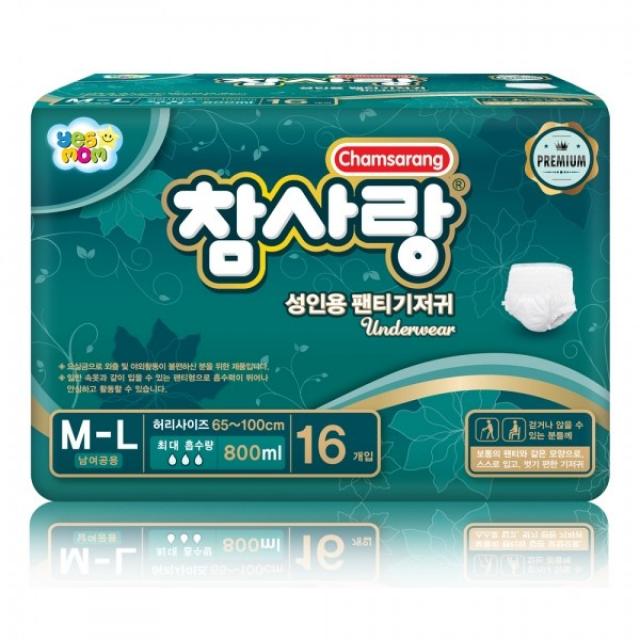 참사랑 팬티형 프리미엄 성인용기저귀 중형 M-L 16px4팩, 4팩