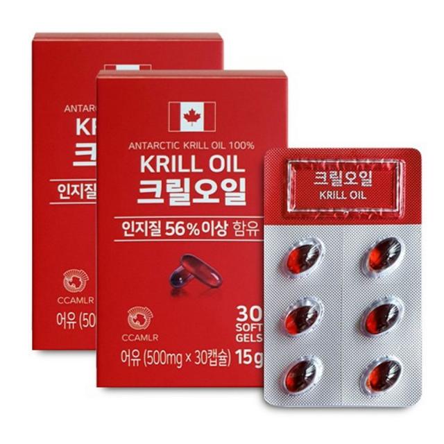 캐나다산 크릴오일500mgx30캡슐x2박스 인지질 혈관건강 중장년, 2box, 500mg 30캡슐