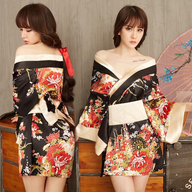 원피스비키니 일식 느낌 내복 기모노 섹시한 잠옷 여성신부 섹시 열정적인 유혹 가을겨울 교토