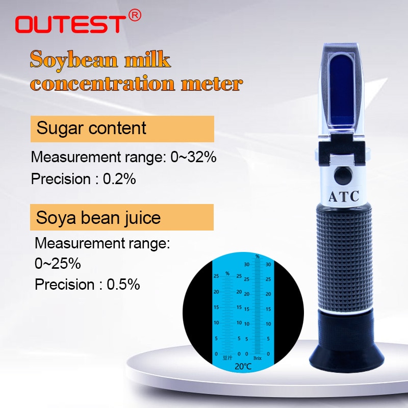 디지털 굴절계 두유 농도계 핸드 헬드 굴절계 자동 온도 보상 두유 0 ~ 25% rz126|PH Meters|, 1개, 단일, with case