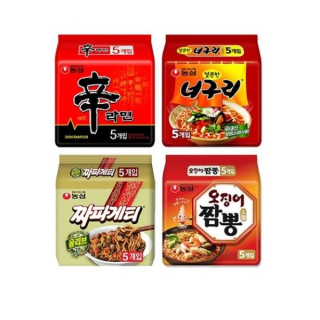 [농심] 베스트라면 기획팩 (신라면5P + 짜파게티5P + 얼큰한너구리5P + 오징어짬뽕5P), 1세트