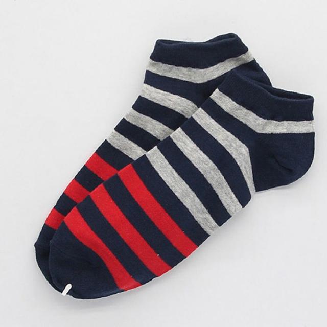 남자 반색 링글 패션 데일리 빨강 발목 양말 1켤레