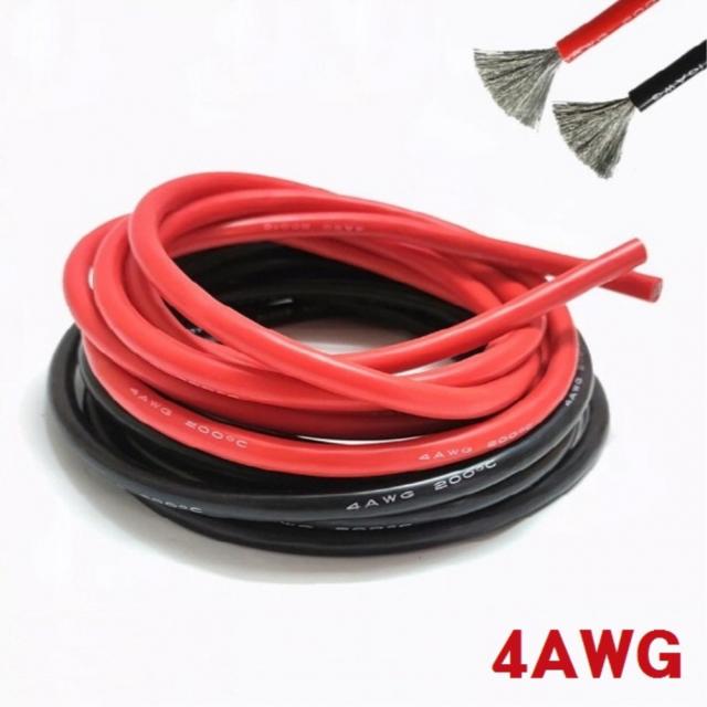 4AWG 실리콘 케이블/ 25SQ / 주석도금 / 허용전류 200A / 내열온도 200도