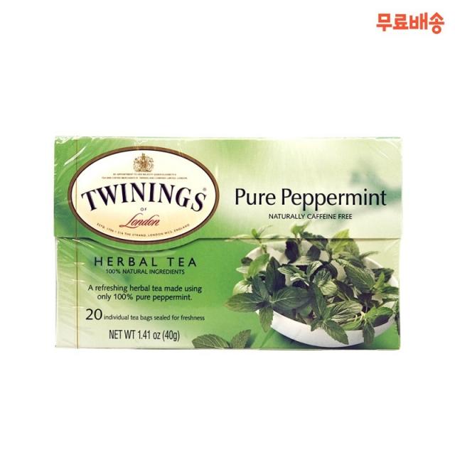 Twinings 트와이닝 퓨어 페퍼민트 허브 티 20티백, 1개