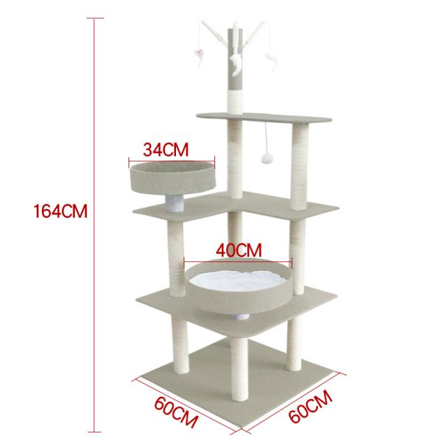 캣타워 고양이집 원목 일체 소형 오버사이즈 대형 엎드리다 가설하다 사계절 통용 여름 고양이스크래쳐 4216777019, 타입 식 M11 높이다 오트밀