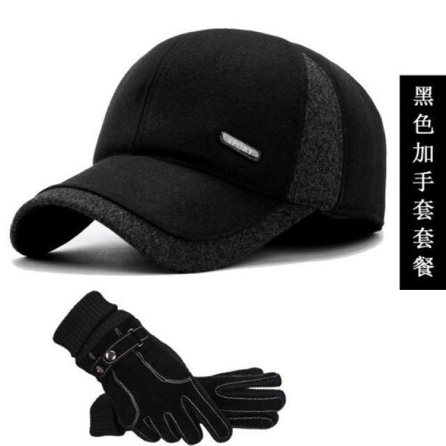 남자 모자는 겨울 중노년 야구 후드 보온 가을 겨울 아빠 어르신이 맏형과 혀 모자 검은 색의(2), 상세설명참조