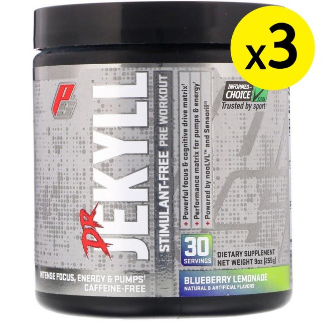 [미국직구]ProSupps Dr Jekyll 각성제 무함유 운동 전 보충제 블루베리 레몬에이드 255g(7.9oz) 3개, 상세설명참조