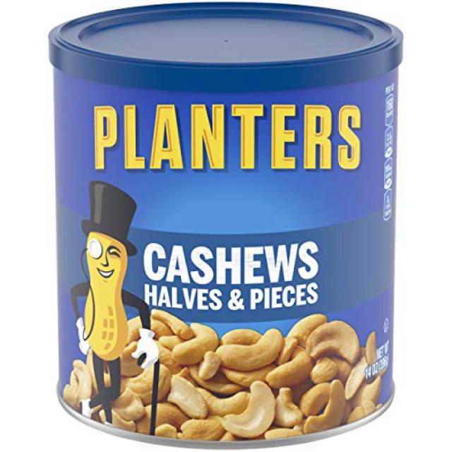 Planters Salted Cashew Halves Pieces (14 oz Canister) 파종기 소금에 절인 캐슈 반쪽 및 조각 (396.9g 용기), 1