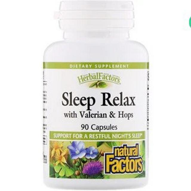 Natural Factors Sleep Relax with Valerian & Hops 네츄럴 팩터 슬립 릴렉스 위드 발레리안 홉 90정, 1팩