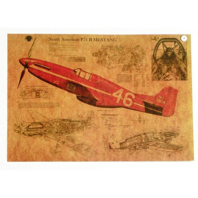 P51 머스탱 전투기 복고풍 포스터 B3 사이즈 MUSTANG WWⅡ 미 공군 공중전 영전 제로 전 P51 MI08, 단일상품