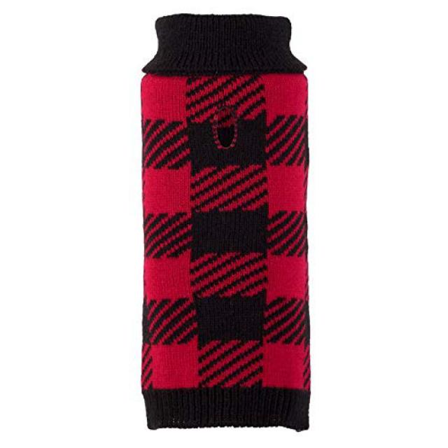 The Worthy Dog Turtleneck Sweater-Buffalo Plaid and Checked Pattern X-Large Red/Black 장인의 독단적 인 터틀, 1