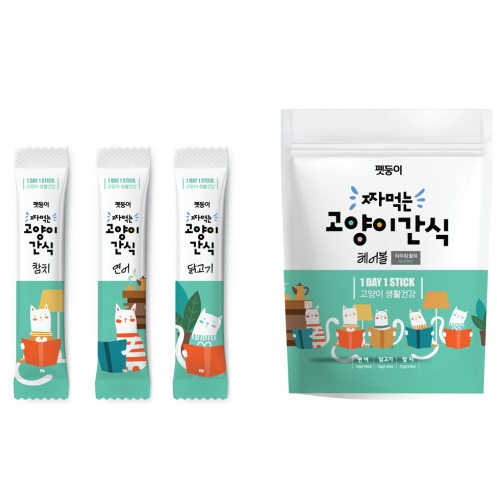 펫둥이 짜먹는 고양이 간식 3가지맛 30P, 참치, 연어, 닭고기, 1세트