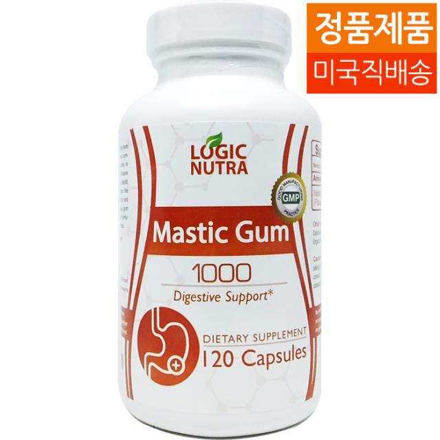 Logic Nutra Mastic Gum (세일&당일발송) 로직 뉴트라 매스틱 검 1000 다이제스티브 서포트 120 캡슐 mg Vegetarian Capsules, 120정, 1병