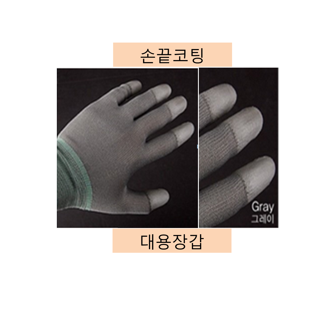 대용 PU 반 이중 코팅 면 장갑 10켤례 글로브, 손끝 코팅 (그레이)