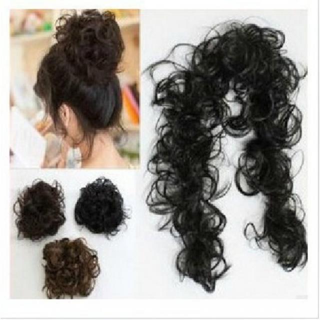[ALINCAS] 새로운 조랑말 꼬리 묶은 머리 클립 헤어 확장 기사 DIY 곱슬 머리 장식 블랙