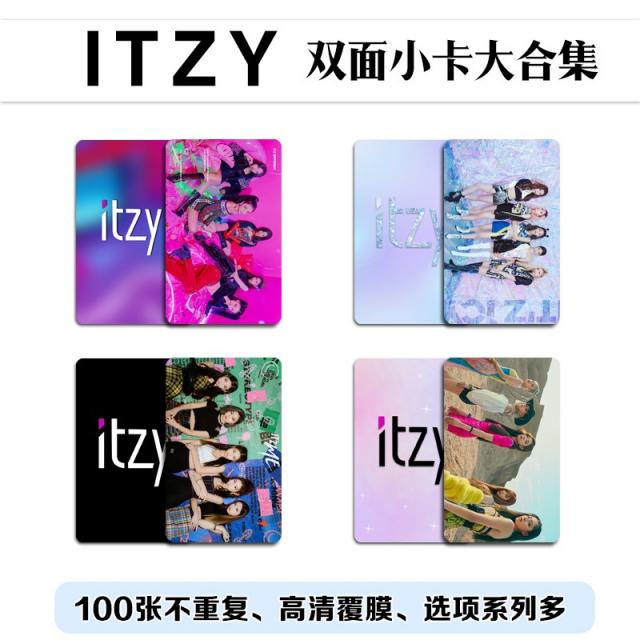 미니카드 ITZY 주변 스타 양면 빅 한데 모이다 원각 코팅 사진 100 장 부동 응원함 2330283844, 작은카드 묵인 원각  필요로 함 직각, 카드책