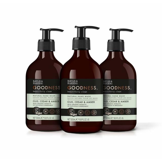 (영국직배) Baylis & Harding 오드 삼나무 핸드워시 500ml 3팩 Goodness Oud Cedar & Amber 500ml Hand Wash