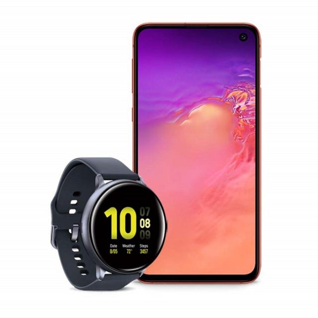 Samsung Galaxy S10e Factory 언락 Phone with 128GB (U.S. Warranty) Flamingo Pink w/Samsung Watch Active2 (44mm) Aqua Black - US Version wi, One Size, One Color