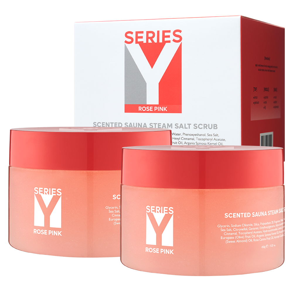 시리즈와이 씬티드 사우나 스팀 솔트 바디 스크럽 로즈 핑크 450g, 2개