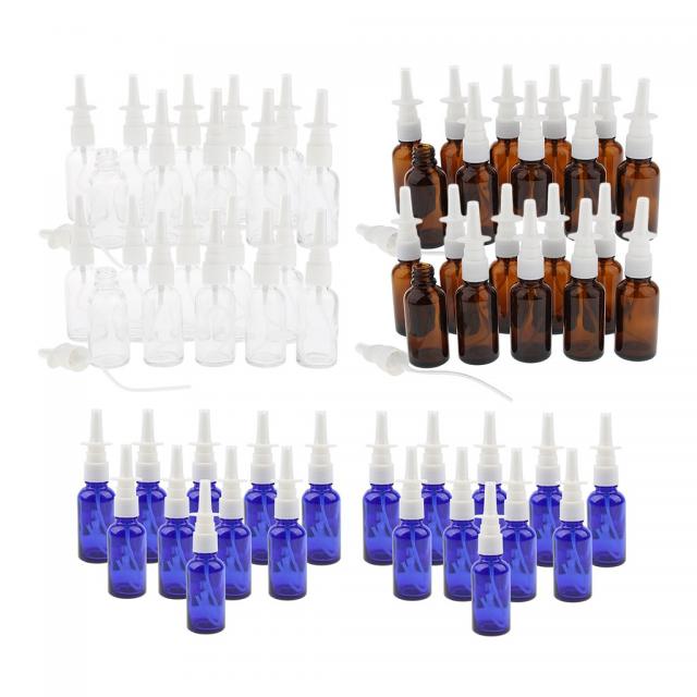 FWT 많은 60pcs 유리제 빈 다시 채울 수있는 코 살포 병 과료 안개 작은 유리 병 30ml, 60 조각