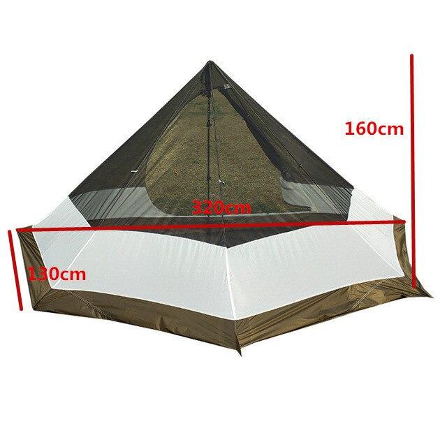 2 개의 문 Ultralight 옥외 야영 Teepee 3-4Person 20D 실리콘 나일론 배낭 하이킹 천막을 가진 격상 된 큰 피라미드 천막, TypeA Inner Tent_1