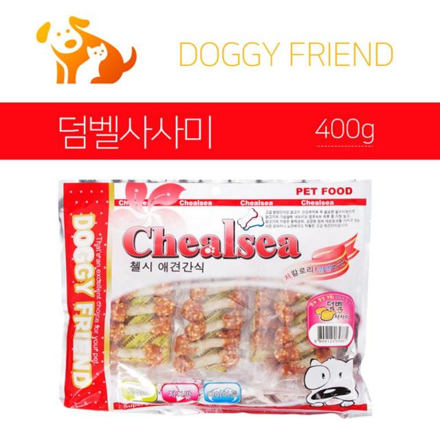 덤벨 첼시 사사미 ˚만족선택¡도기프렌드 영양간식 400g반려동물 건강간식 애견간식, 행복꿈선택