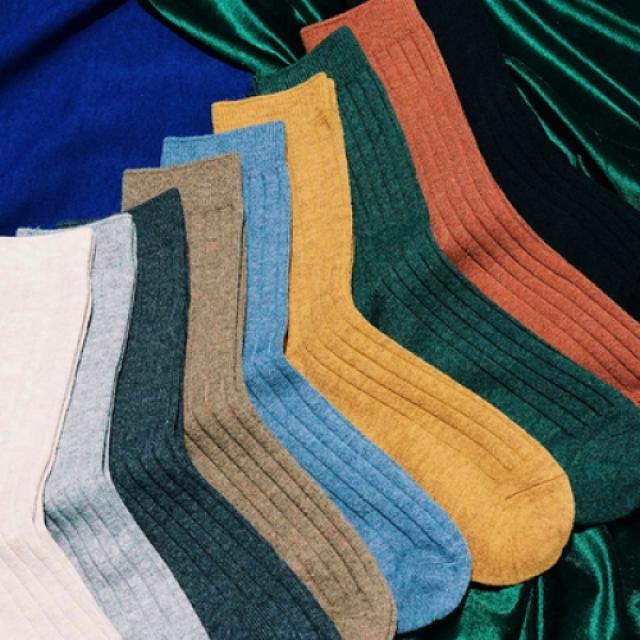 담자스토어 가을 겨울 덧신 앤티크 컬러 울 하프 스타킹 심플데이 남녀 스타킹