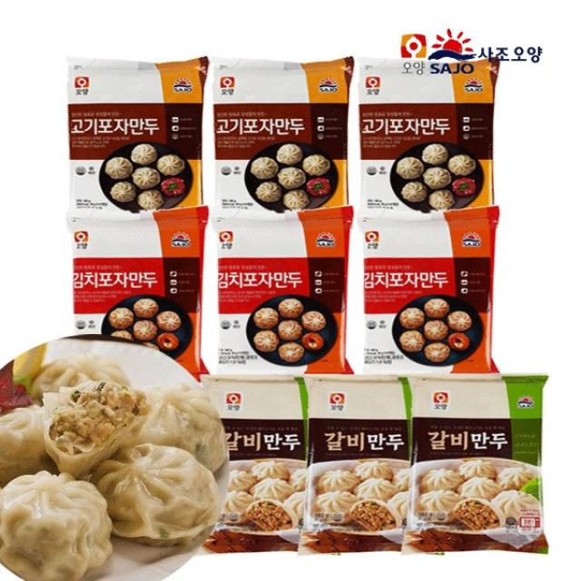  다만세푸드 사조 오양 고기포자3 + 김치포자3 + 갈비만두3 180g 9팩 / 만두