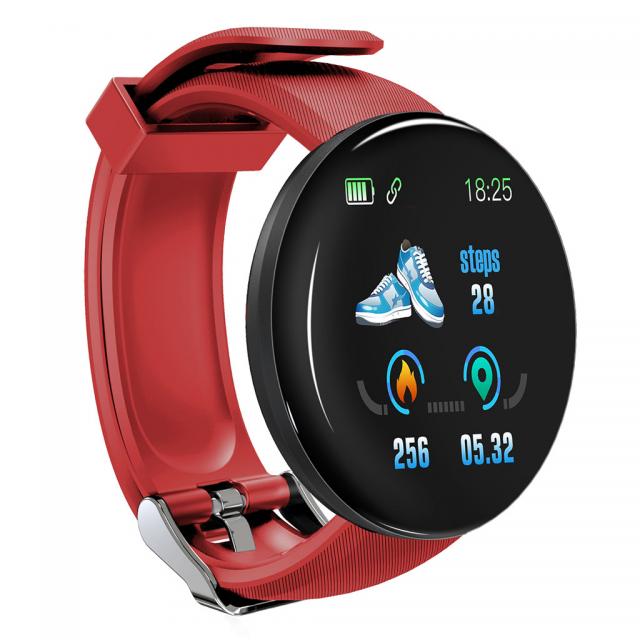 Royalways 1.3inch D18 블루투스 똑똑한 시계 심박수 감시자 Smartwatch 팔찌, 빨간, D183