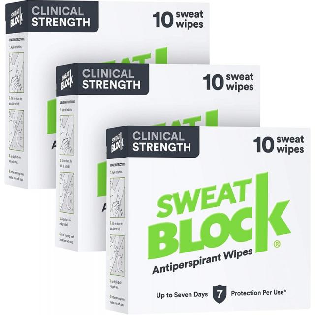 다한증 (3 박스 딜) 용 땀 차단 임상 강도 발한 억제제 닦음-사용 당 최대 7 일까지 땀을 줄입니다-남성, 1