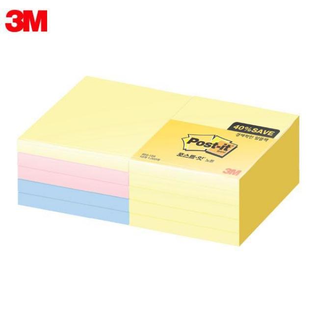 3M 포스트잇 일반노트 알뜰팩 654-10A (76x76mm) 10패드 메모지