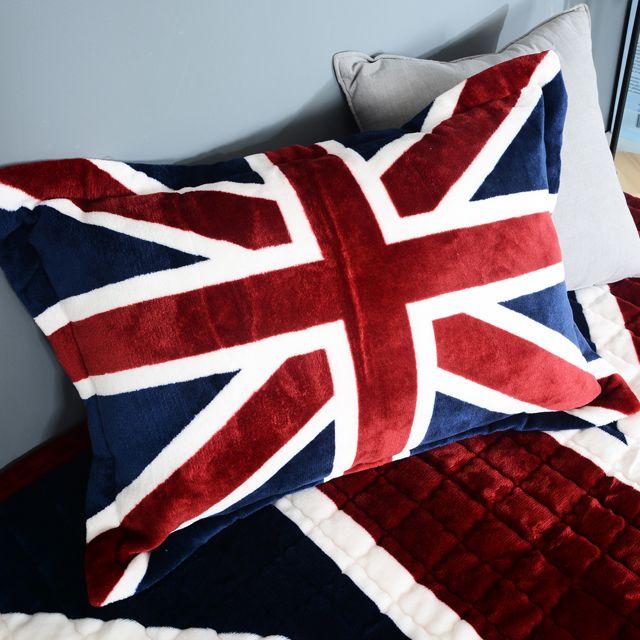 (꿈꾸는 두루미 마지막) 재입고 극세사 유니언잭 고밀도 따뜻한 캠핑용 영국기 베개커버 YD+T25014EA