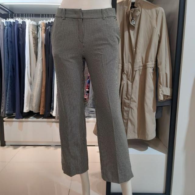 임페리얼 여성 잔체크 양옆밴드 와이드 일자 9부 바지 PTA7301-22