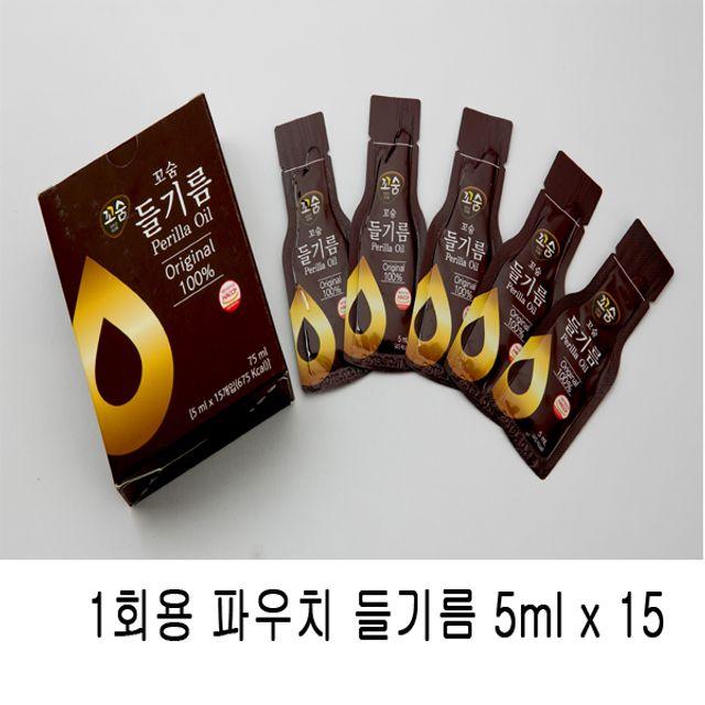 [알뜰몰]/수입산 1회용파우치 들기름 5ml x 15/(ah*8312)/ 반찬/농수산물/들기름/졿읃/기름류, 본상품선택