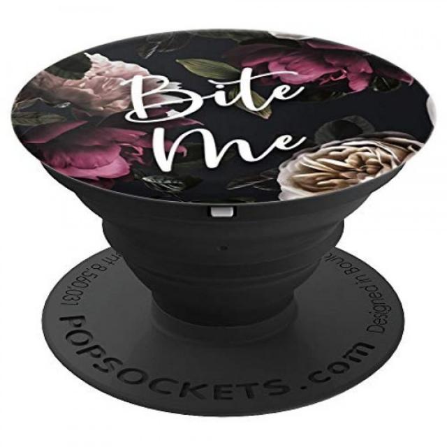 Bite Me- 스마트 폰과 태블릿을위한 꽃 PopSockets 그립과 스탠드의 재미 반사회적 아이러니 서약 Cute Phone Accessor, 단일상품, 단일상품