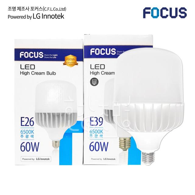 포커스 LED 보안등 글러브 램프 60W E39 LG칩, 주광색, 1개