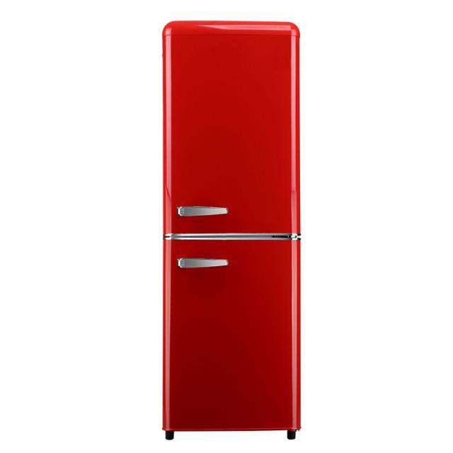 금송 (JINSONG) 컬러 복고형 냉장고 가정용 주방 양문 정음 절전형 냉장고 냉장 냉동 소형 냉장고 133L 사홍, 단일상품
