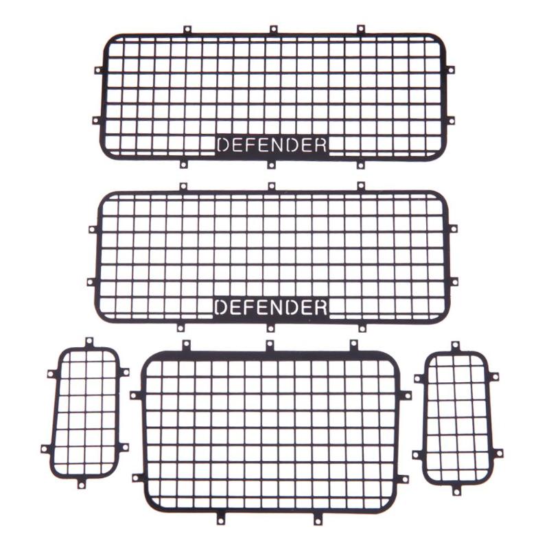 1/10 rc 크롤러 자동차 traxxas TRX 4 실용적인 rc 자동차 액세서리에 대 한 수비수 로고와 함께 5 pcs 금속 창 메쉬 보호 그물, 1개, 단일