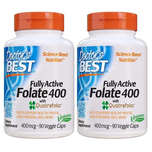 Doctor's Best (2병) 닥터즈베스트 4세대 활성형엽산 B9 Quatrefolic 400mcg 90캡슐(병당 3개월) 임신준비영양제, 1mg, 2병