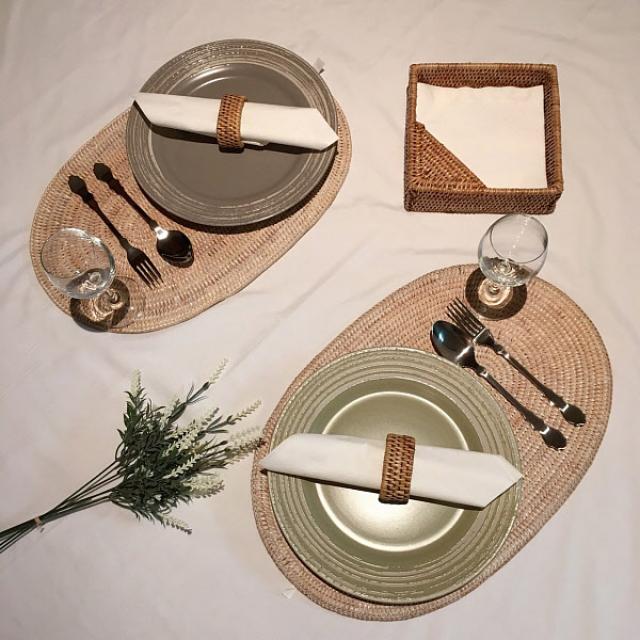 아라농어촌휴양림 라탄하우스 라탄 오발매트 대White (2158603), 단일색상 대_White