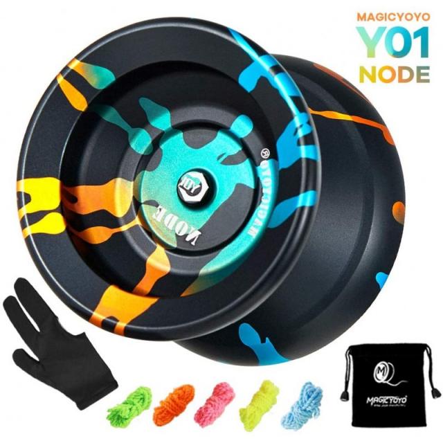 MAGICYOYO Professional Yoyo Y01 노드 장갑 + 5 Yoyo 문자열이있는 고급 플레이어를위한 합금 무응답 Yoyo KK 볼 베어링 Yoy, 단일옵션