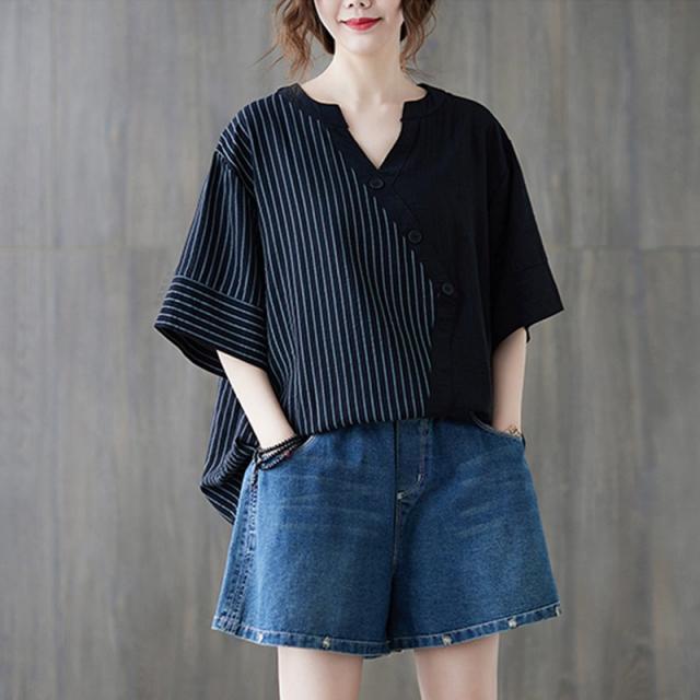 몽비스 빅사이즈 여성복 뚱뚱한 사람이 입는 가비 빅사이즈 여름옷 특급 뚱뚱하다 mm 헐렁하다 배 가리다 날씬하다 상의 반팔 티셔츠 200근 뚱뚱하다 시어머니 옷 뚱뚱하다 입다 매치